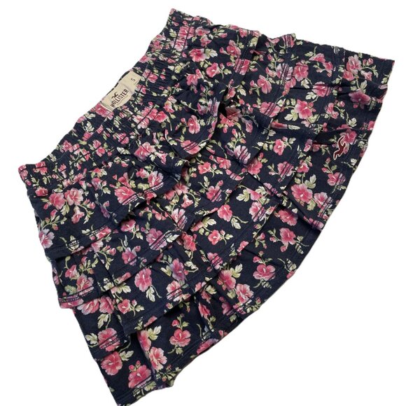 Hollister Dresses & Skirts - Hollister Blue Pink Floral Tiered Mini Skirt - Y2K Coquette Size Small